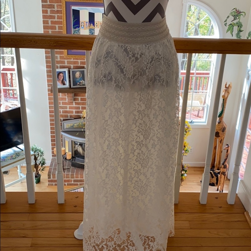 Beautiful off white lace long skirt
